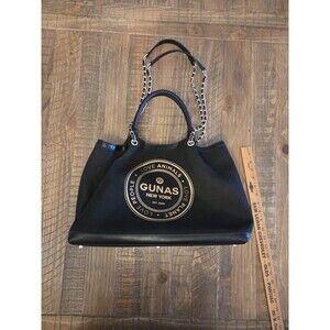 Gunas New York Canvas Double Handle Tote w/ Pouch Ruth Black